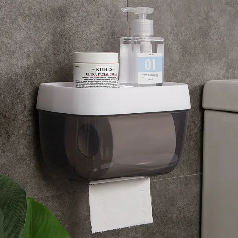 Toilet Paper Holder Wall-mounted Punch-free Waterproof Storage