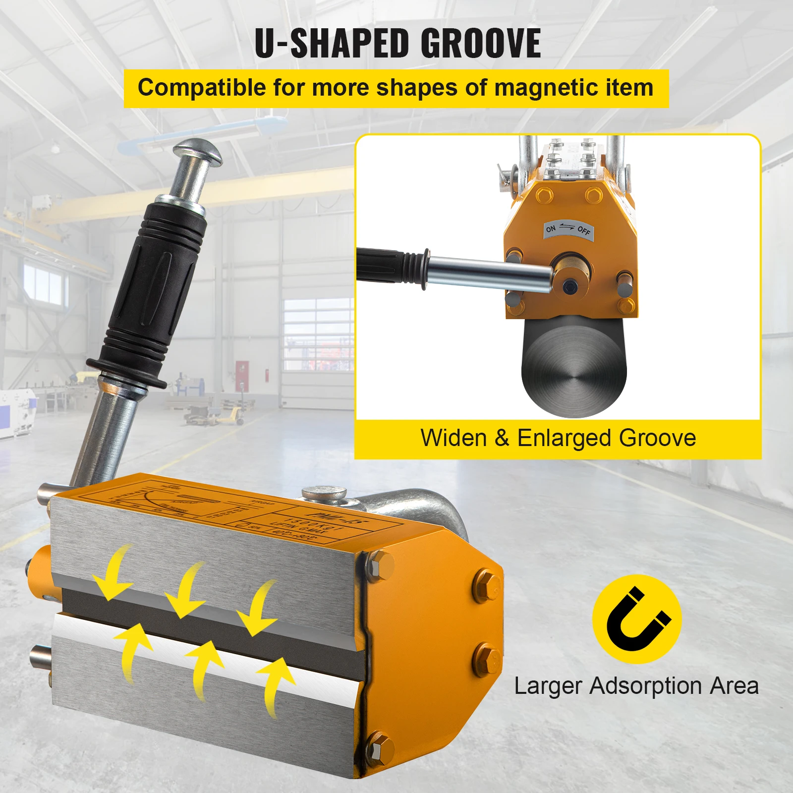 VEVOR 100Kg-2000Kg Steel Permanent Magnetic Lifter Neodymium Magnet Crane Hoist Lift Metal Suction Cup Construction Tools