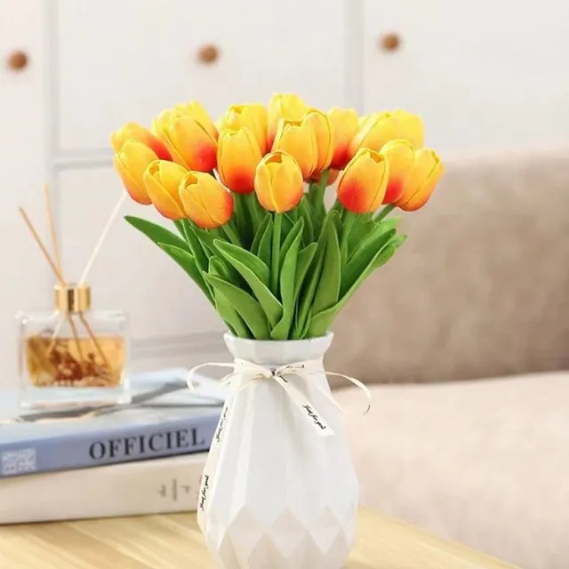 20 db Rózsaszín Tulipán Mesterséges Virágok Valódi Érintésű Hamis Tulipák Dekorációhoz 13,5 Hüvelyk Kb. 34,3 Cm Arti - Image 6