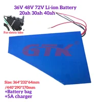 GTK Triangle 36V 48V 72V 20Ah 30Ah 40Ah batterie Lithium-ion avec BMS Bluetooth pour 500W 800W 1000W 1500W 2000W deux roues 1
