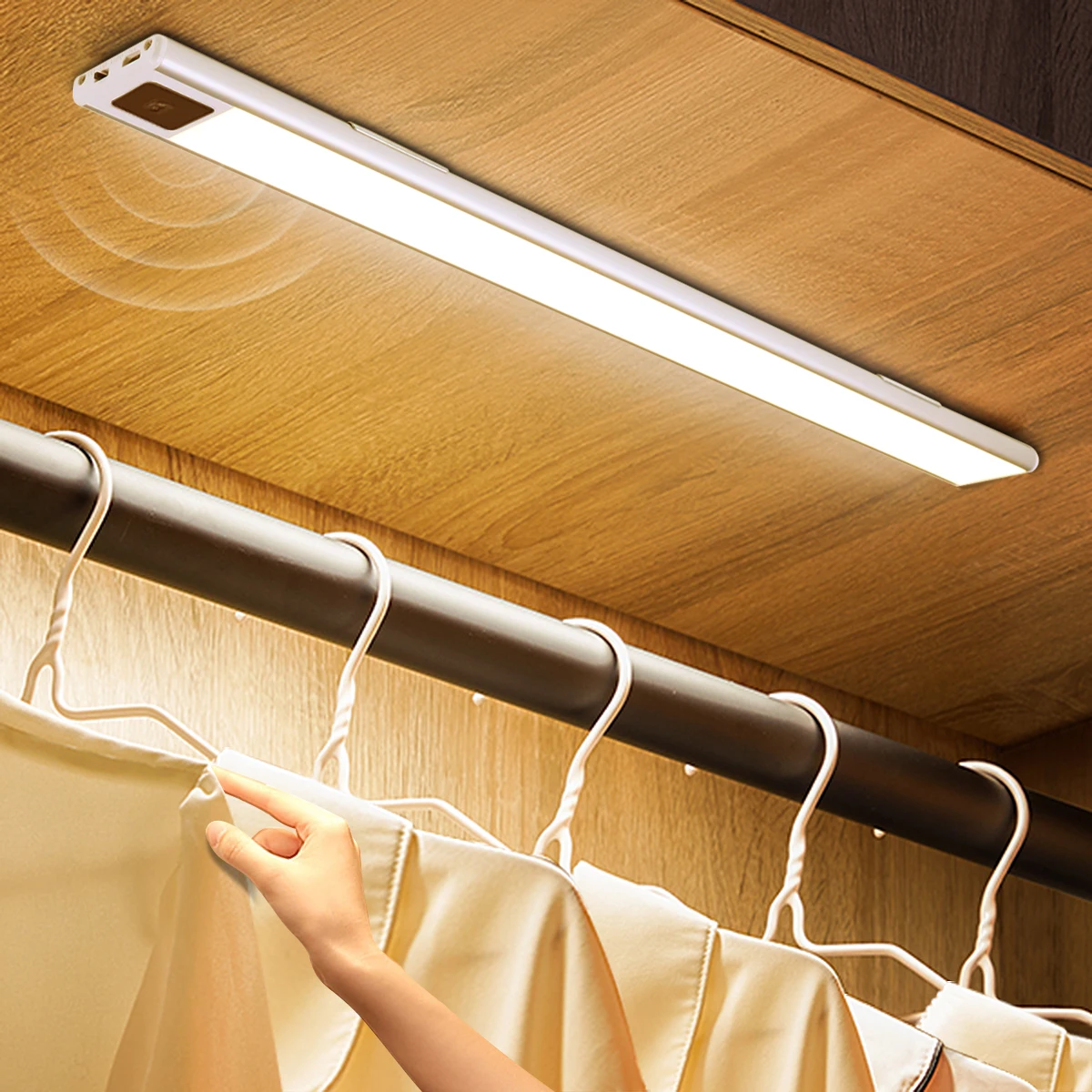 Ultra Thin LED Under Cabinet Light Hand Sweep USB Rechargeable Lamp Night Light with Motion Sensor 20/40cm