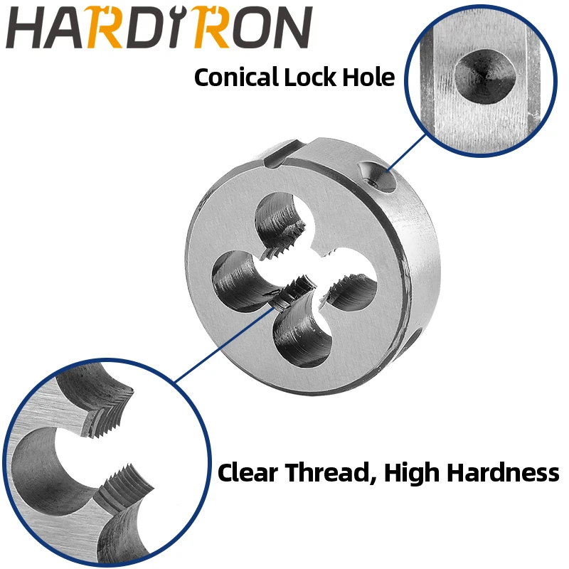 Hardiron M10x0.5 M10x0.75 M10x1 M10x1.25 M1.5 탭 및 다이 세트 오른손, 기계 나사 탭 및 원형 다이