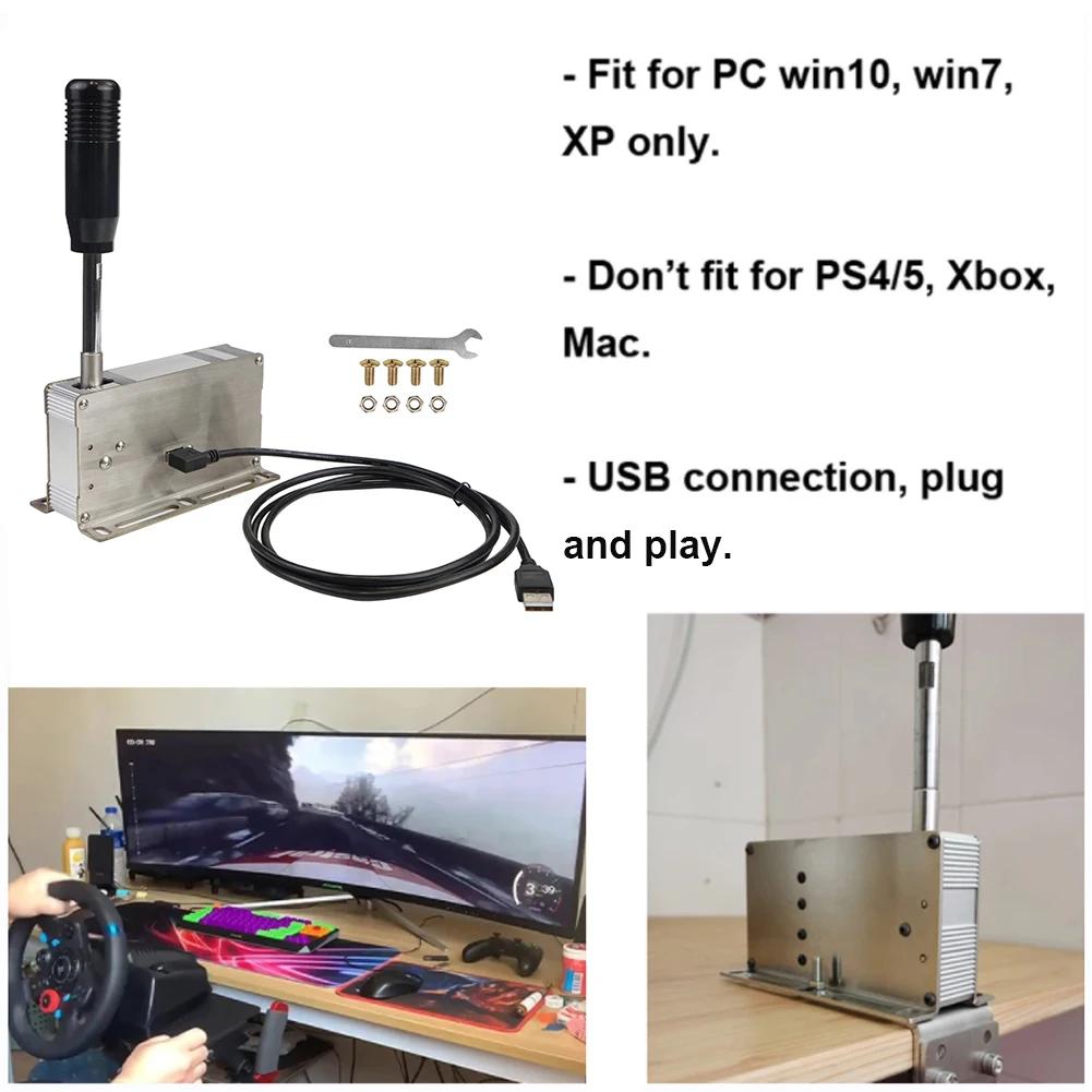 H 기어 시프트 PC 순차 기어 시프터, USB H 기어 시프터, 로지텍 G27 G29 G923 G920 용