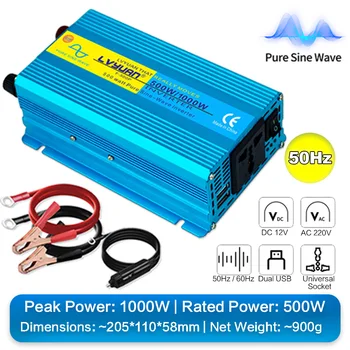 1000W 1200W 2000W อินเวอร์เตอร์ DC 12 V/24 V ถึง AC 220V Pure Sine Wave รถอะแดปเตอร์แปลง 50Hz/60Hz Dual USB EU Universal RV 16