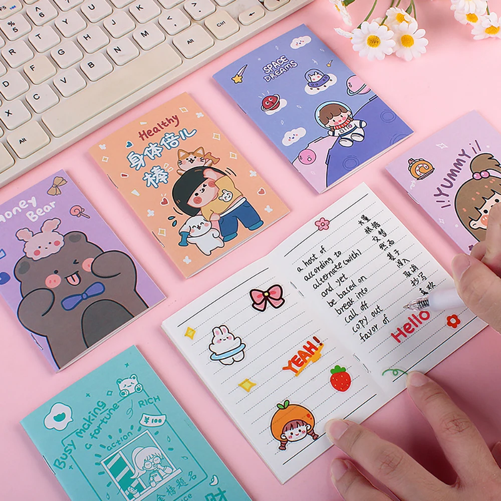 2Pcs Mini Notebook 16sheets Portable Pocket Notepad Daily Weekly Agenda Cute Planners Book Stationery Office School Supplies