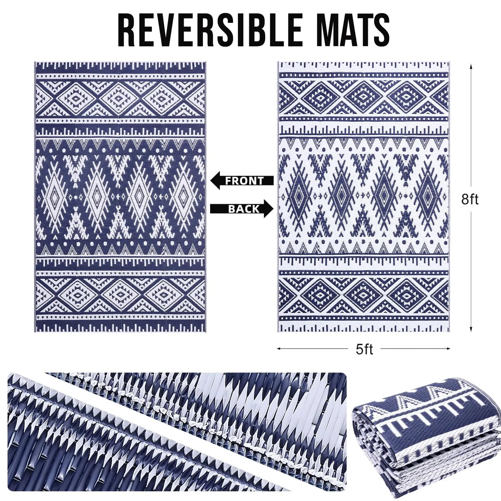 floor mat Kitinjoy Outdoor Waterproof Rugs Outdoor Plastic Straw Rugs Boho Patio Indoor Carpets For Patio Camp Picnic Balcony