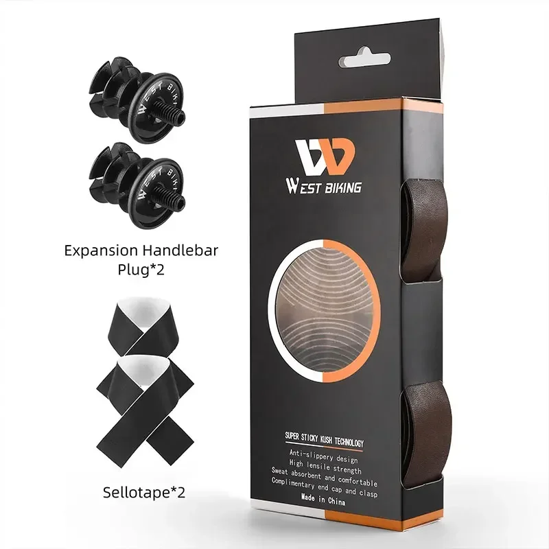 WEST BIKING Genuine Leather Handlebar Tape For Road Bike Retro Color Drop-Bar Bike Handlebar Winding Gravel Bicycle Accessories