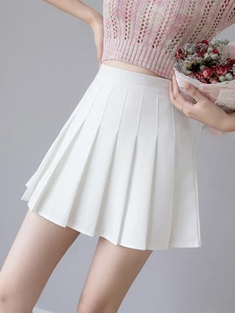 Zoki Sexy Women Pleated Skirt Summer High Waist Chic A Line Ladies Pink Mini Skirt Korean Zipper Preppy Style Girls Dance Skirts 1
