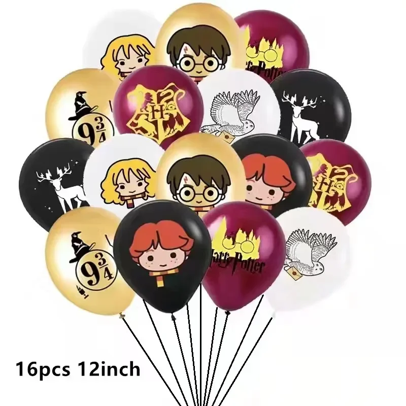 16Pcs Harries Hogwarts Balloons Cute Cartoon Potters Kid Birthday Party Decoration Magic School Hermiones Balloon Festive Supply