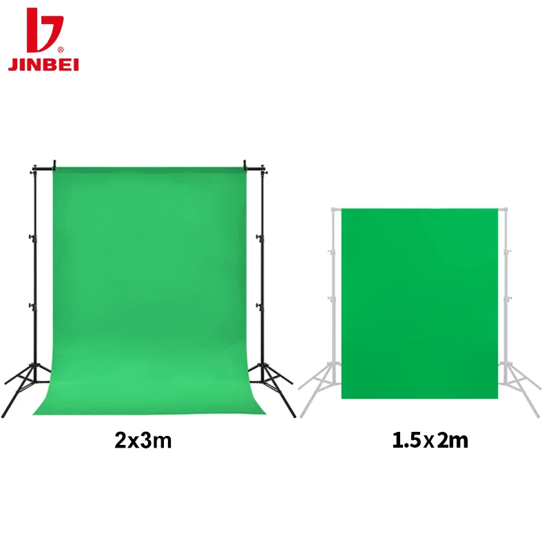 JINBEI-2x3M 사진 배경 천 부드러운 녹색 스크린 크로마키 배경 천 사진 스튜디오 비디오 초상화 배경지 소품 포토존