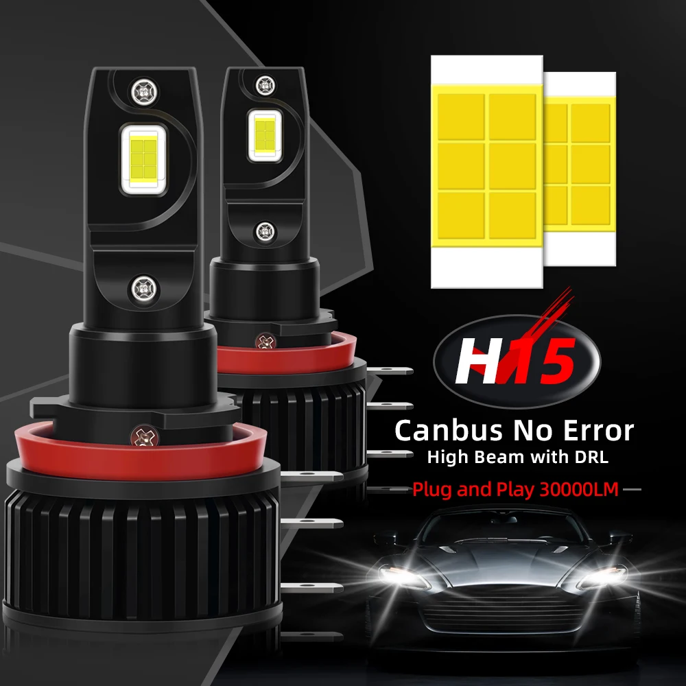 30000LM H15 Canbus No Error Car LED Headlamps High Beam Daytime Running Lights DRL 6000K White Super Bright Bulbs Plug And Play