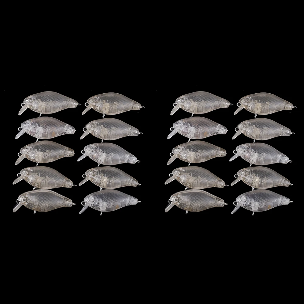 Chan'sHuang 20PCS Unpainted Blanks Transparent Baits 45mm 3.4g Floating  Rattles Mini Crankbait DIY Handmade Fishing Lure Tackle - AliExpress