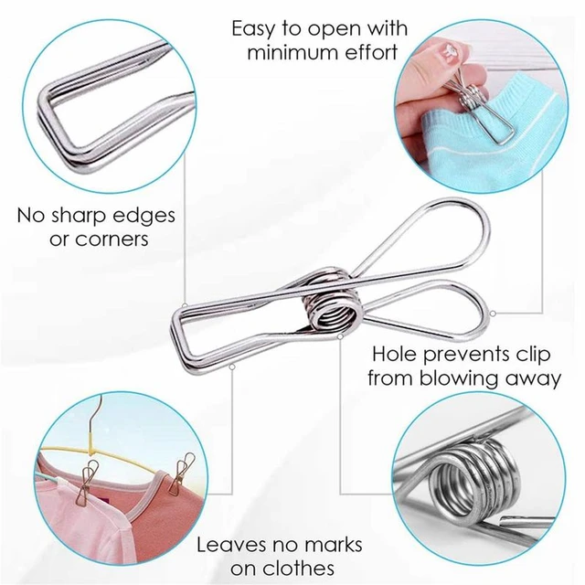 Wire Laundry Clips Heavy Duty Clothespins Durable Stainless Steel Pegs  Laundry Hangings Clips Easy To Use