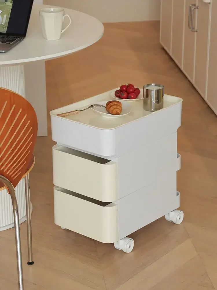 Movable Storage Cabinet Plastic Chest Of Drawers Home Cart Living Room Sofa Sideboard Bedside