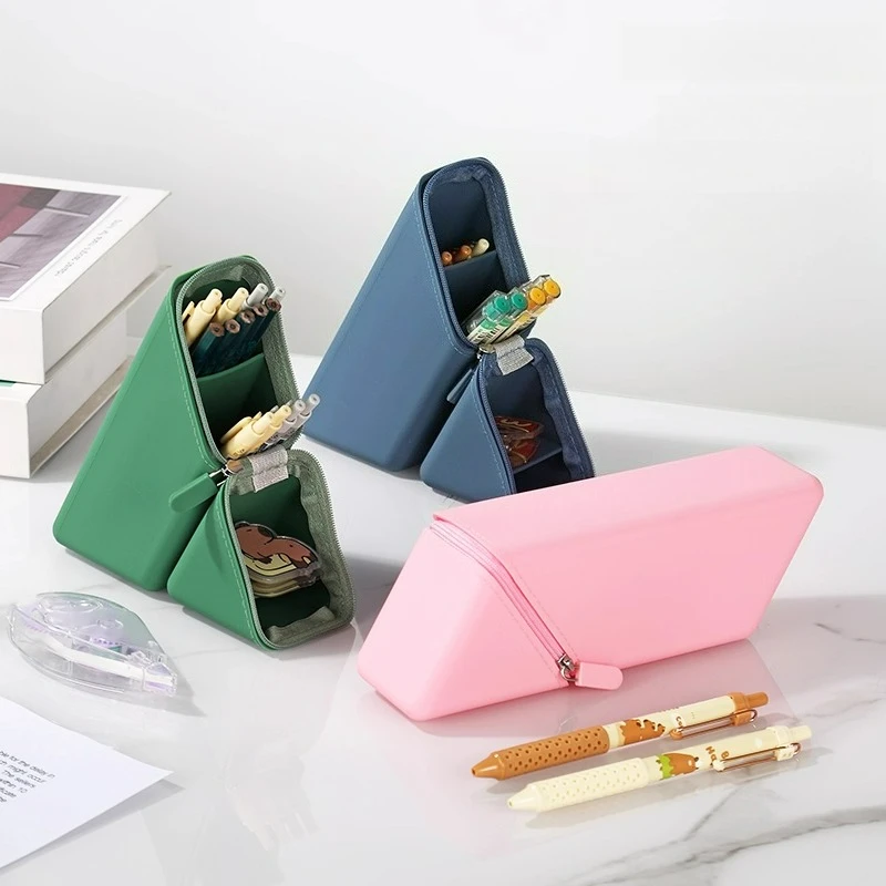 Versatile Silicone Pencil Case with Large Capacity and Stand-Up Design