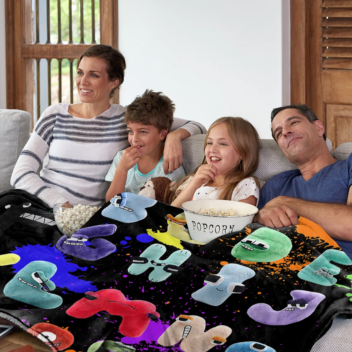 Funny Alphabet Blanket Colourful Alphabet Printed Soft Flannel Blanket Warm Cozy Blanket Lore for Teens Adults 5