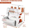 Lumina Moda Serger Overlock Machine With 2-3-4 Stitch Capability, Heavy-Duty Metal Frame 1250 Stitches/Minute, Differential 4