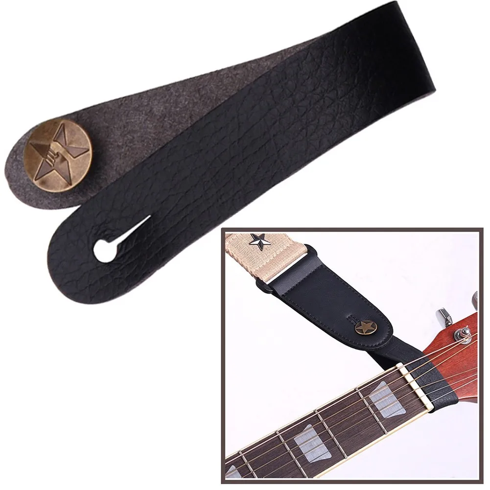 

PU Leather Guitar Strap Button For Acoustic Folk Classic Guitars Black 21X2.2cm Five-point Star Musical Instrument Parts