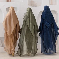 Abayaa musulman Abaya dubaï luxe Kebaya caftan turquie glace fleur rides strass élégant Cardigan Robe musulmans femme vêtements 2