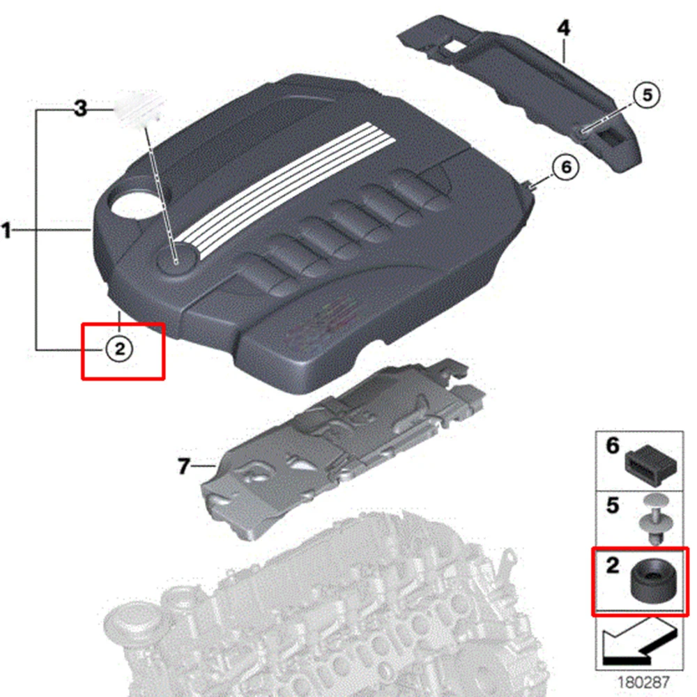 Engine Cover Trim Rubber Mountings
