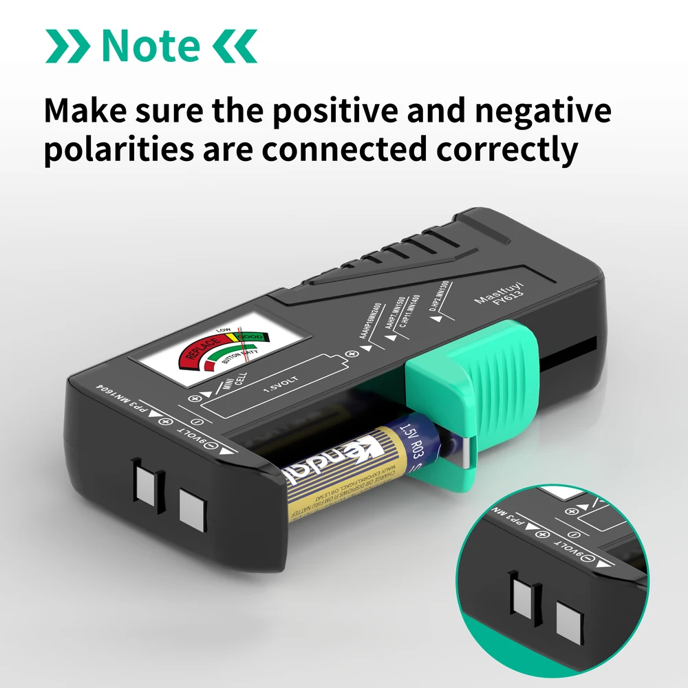 Description Picture 4 of itemMASTFUYI Universal Battery Tester,AA/AAA//C/D/9V/1.5V Button Cell Battery Capacity Check Tool, Battery Analyzers Detector Tools