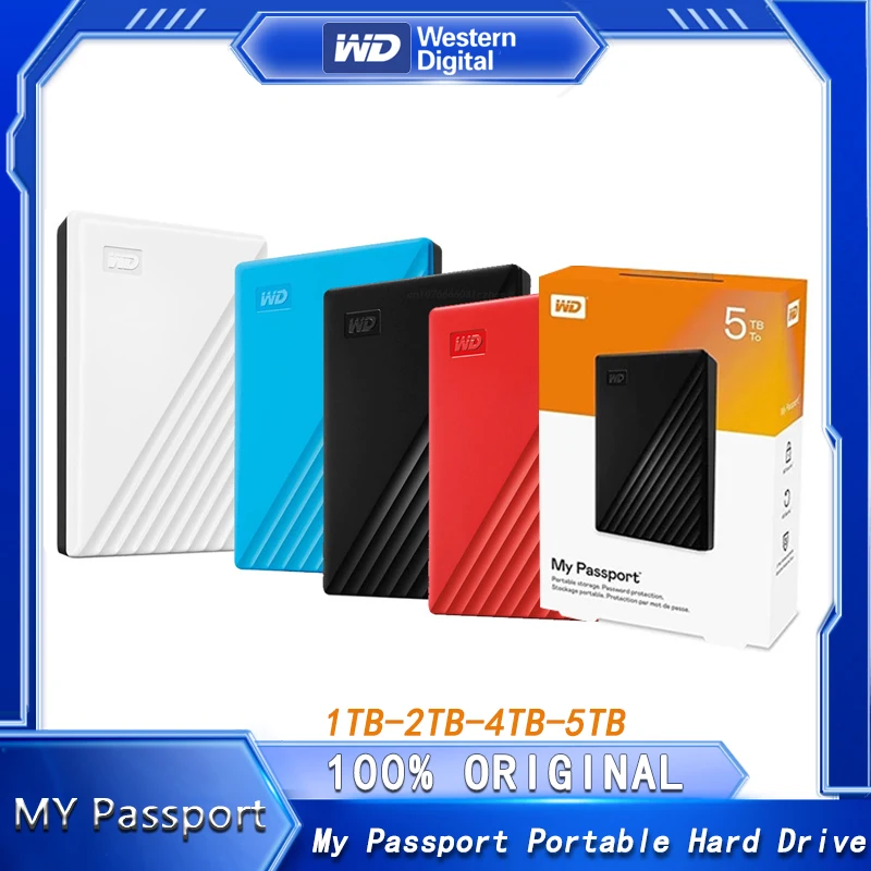 External Hard Drive Hard Drive Western Digital WD 5TB My Passport Portable HDD USB 3.0 4TB 2TB 1TB With Backup Software Password Protection