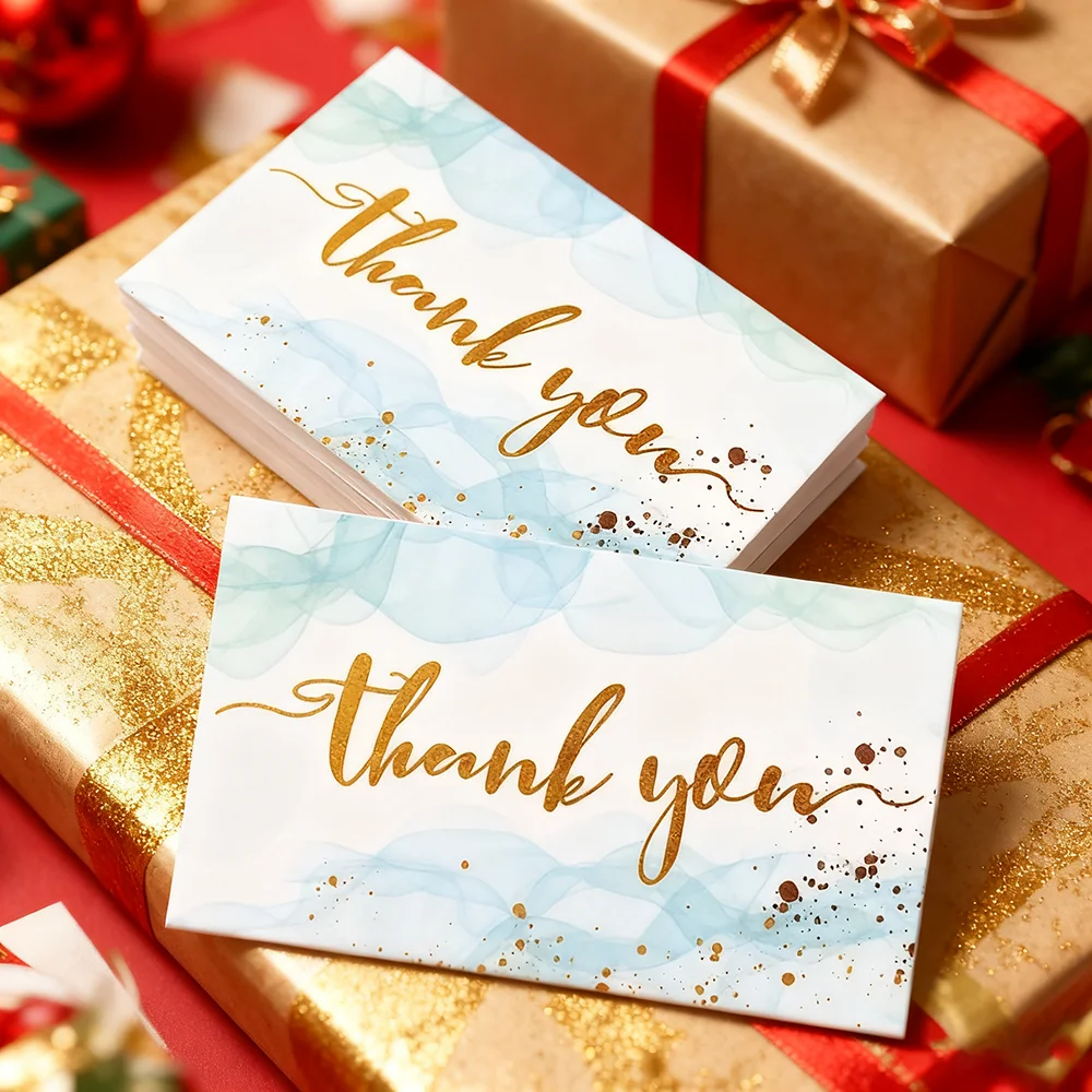 Premium Thank You Greeting Cards Set - Elegant Packaging for Weddings, Festive Parties, and Business Invitations (50 pcs)