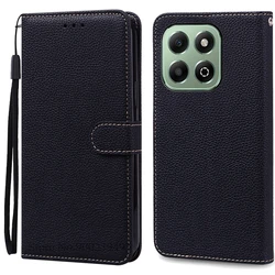 Luxurious Wallet Flip Leather Phone Case - Book Style Coque s Shell for Honor X6B 5G (Black)