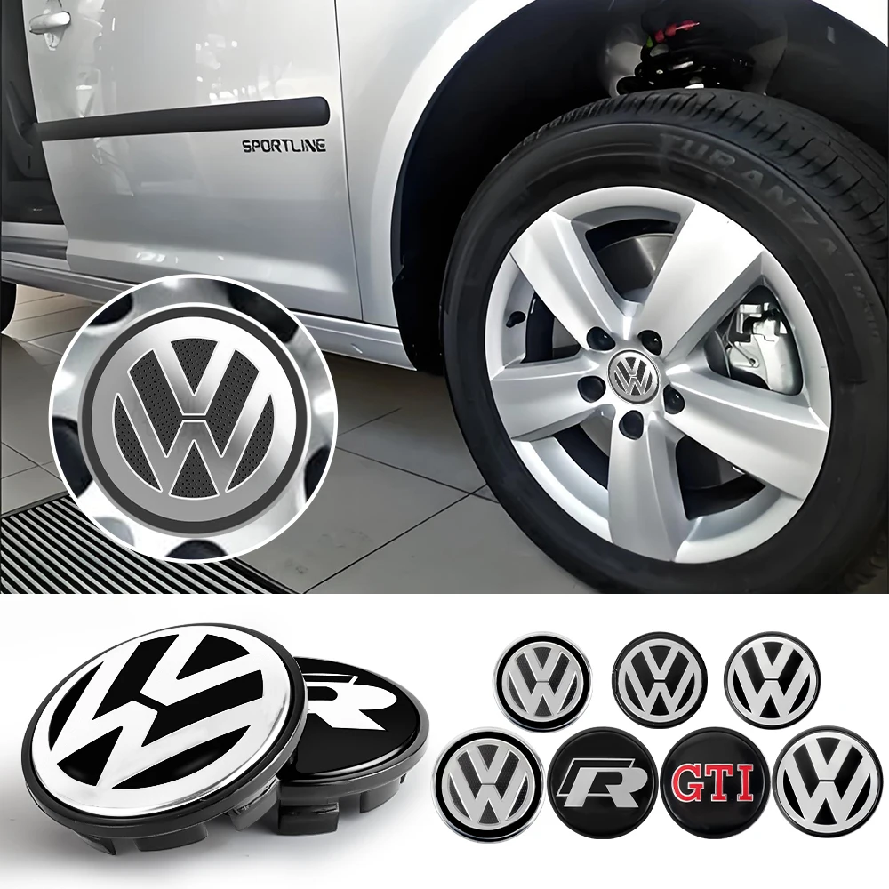 Wheel Center Caps 4PCS 56mm 65mm 66mm Volkswagen VW Original Hubcaps Car Wheel Center Covers Decoration Badge Auto Hub Caps Emblem Replacement