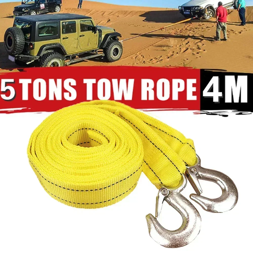 1pcs 4M 5Ton Car Tow Cable Towing Pull Rope Strap Hooks Car Accessories