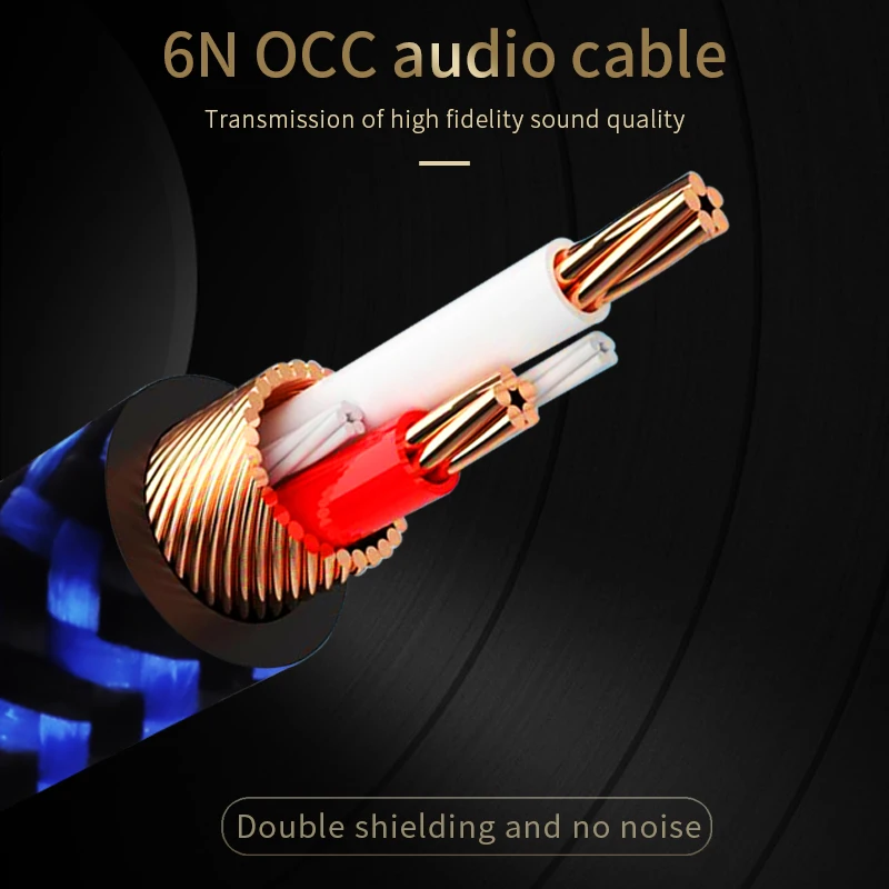 Cabo de Áudio para Amplificadores Cabo Hifi Áudio 6n Occ Rca para 3.5 mm Jack Cabo Aux 3.5 mm para 2rca Cabo de Áudio para Home Theater - Image 2