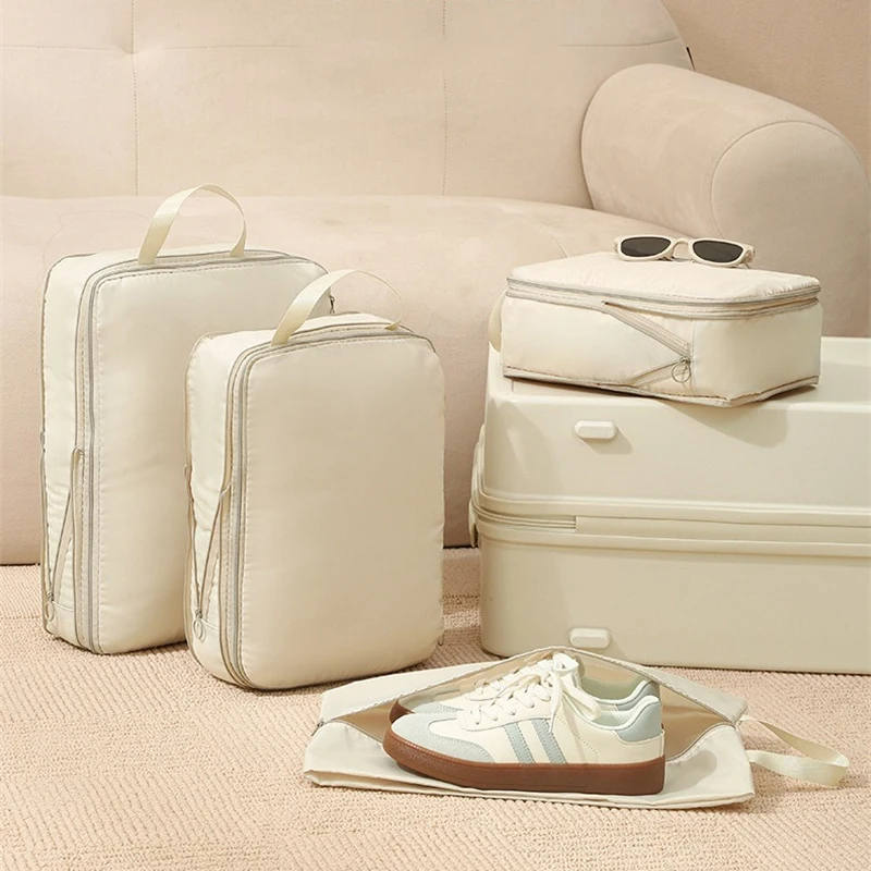 4Pcs/Set Travel Storage Bag Travel Compression Bag Luggage Organizer Zipper Pouch Packing Cubes For Business Trip Unisex