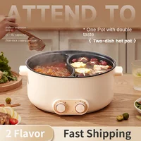 220V 2 Flavor Electric Hot Pot Non-stick Household Electric Cooking Pot Multi Cookers Hotpot  Electric Cooker 5L 1