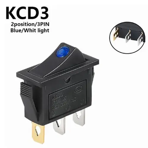 1PCS KCD3 Rocker Switch ON-OFF ON-OFF-ON 2 Position 3Pins Electrical equipment With Light Power Switch 16A 250V / 20A 125V AC - Image 7