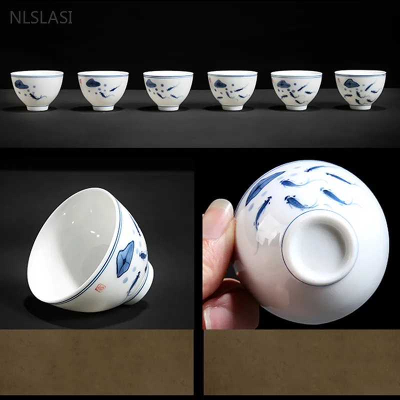 Set Tazze da Tè (6) - Motivi Cinesi in Blu e Colori, dipinta a mano 46 Set Tazze da Tè (6) - Motivi Cinesi in Blu e Colori,  dipinta a mano - immagine 6