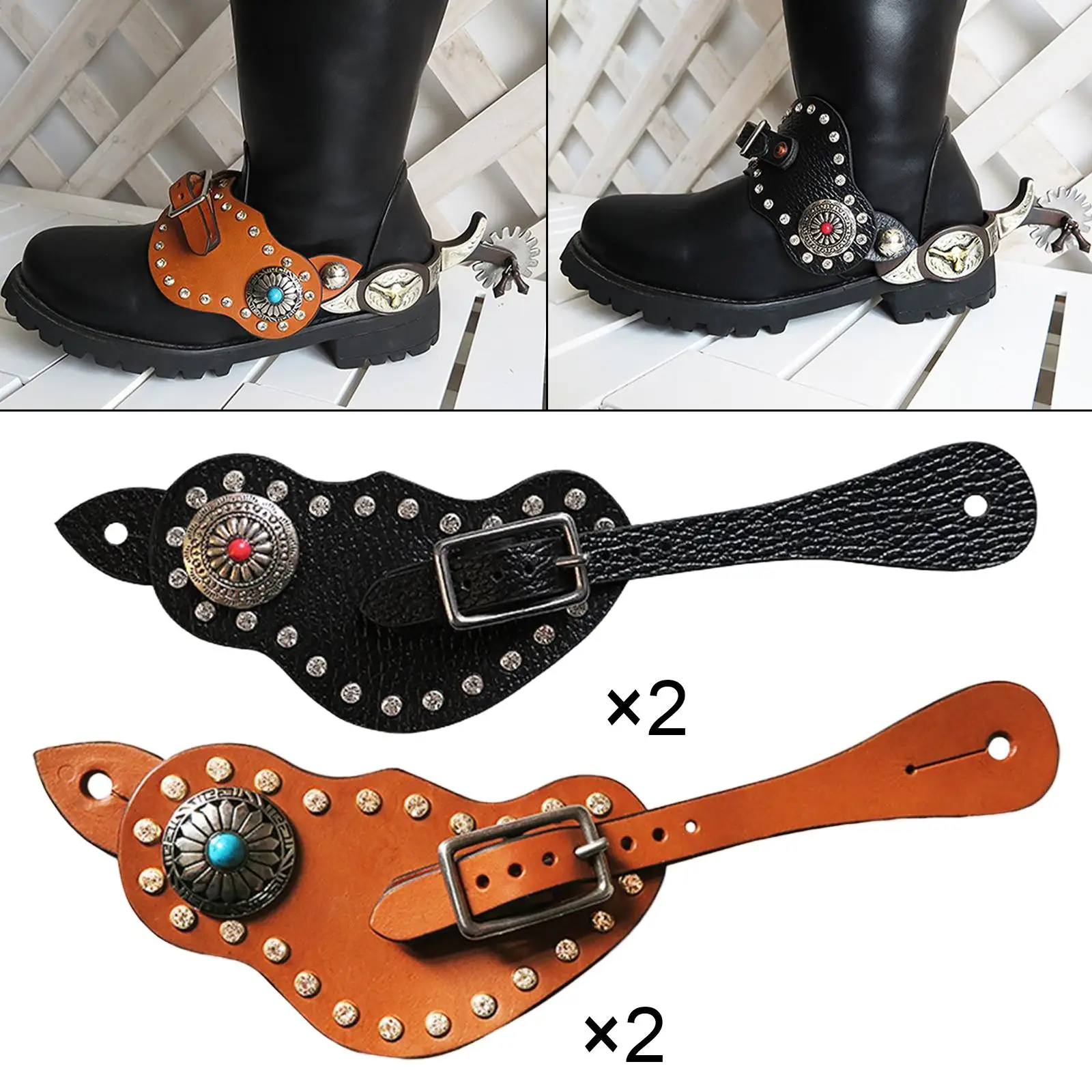 2Pcs Spur Strap with Buckle Protective Equipment for Training Horse Boots Cowboy 6
