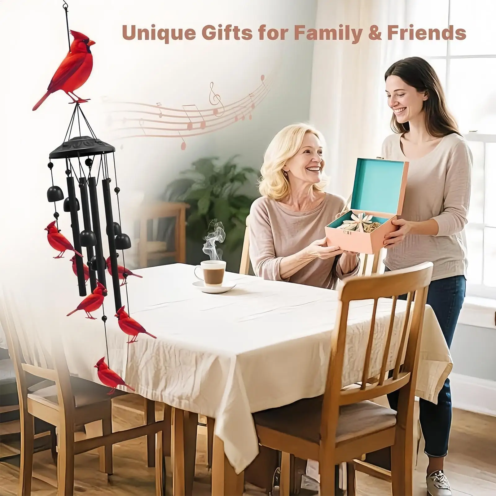 Cardinal Wind Chimes Memorial Decoration Windchime Decoration For Christmas Outside Garden Patio Yard Apartment Loss Of Mom Dad