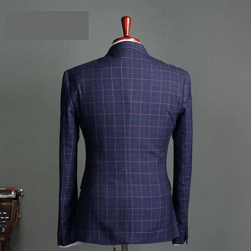 

tinggi Baru berkualitas kedatangan fashion Kasual Pria Musim Gugur Pakaian Kotak-kotak Gaun Pengantin Tunggal Breasted jaket