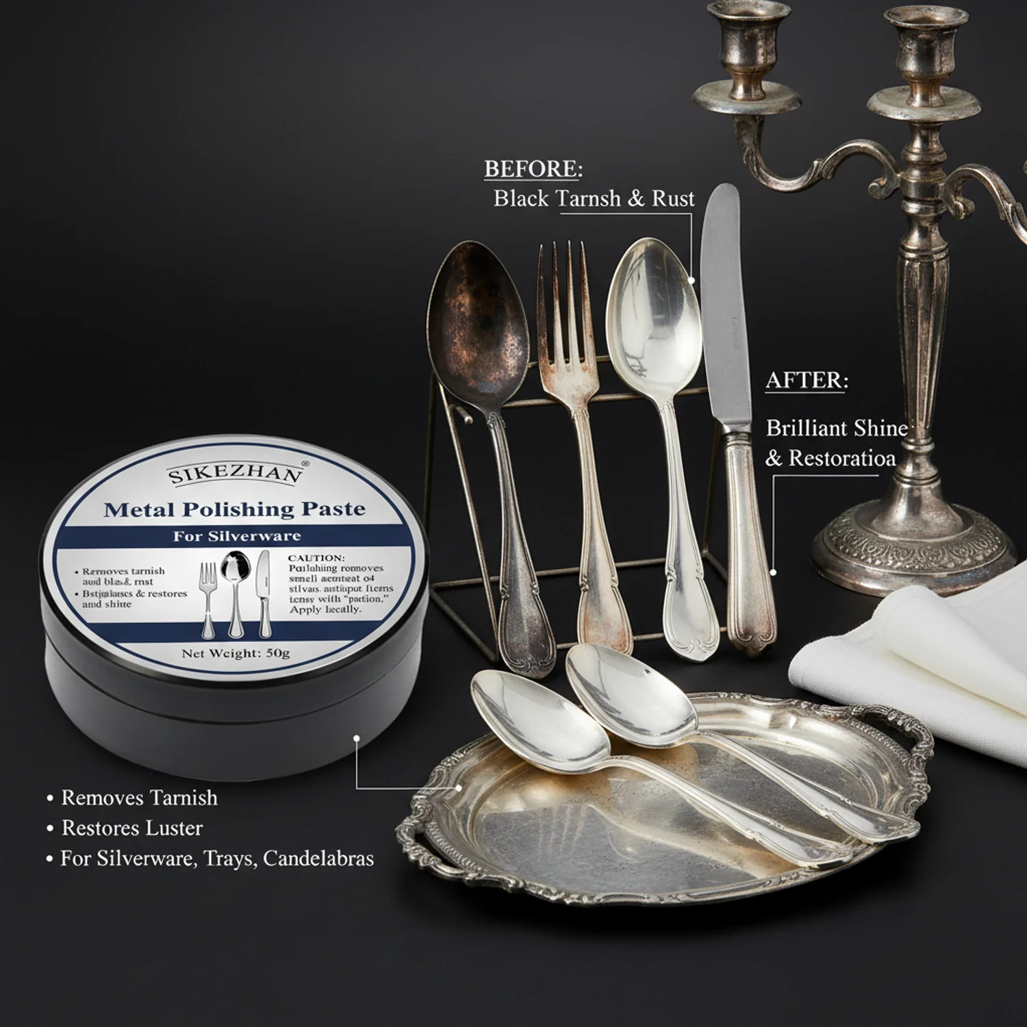 Lustrous Silver Polish Paste - Gentle Tarnish Remover