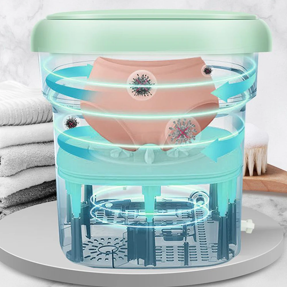 3 in 1 mini Folding Ultrasonic Washing Machine Portable Turbo Personal Rotating Automatic Cycle Cleaning Washer Dryer Bucket