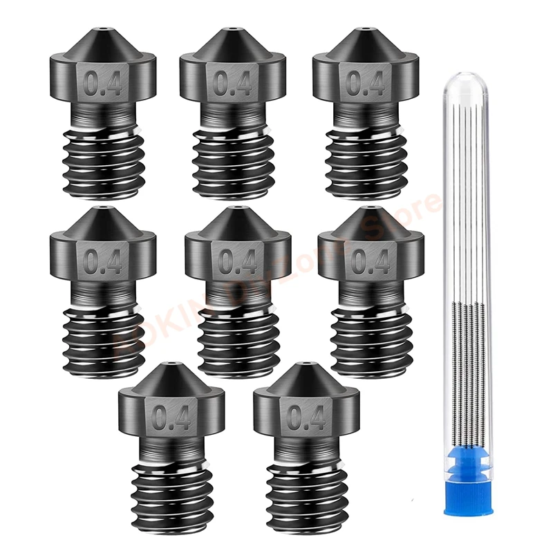 

8Pcs E3D V6 0.4MM Hardened Steel Nozzles for 1.75 mm Filament+10Pcs 0.4mm Cleaning Needles for Monoprice select mini, Anet8