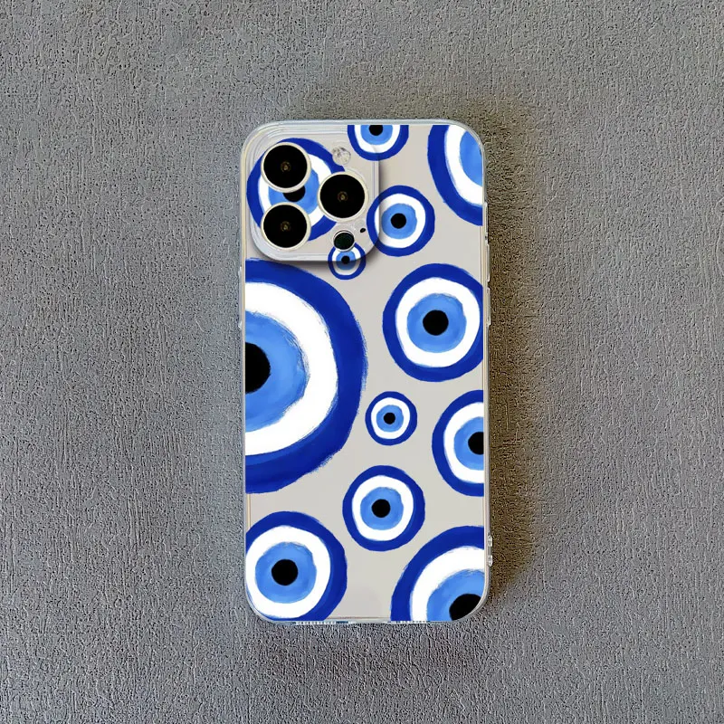 Wunderschöne Augen blau böse Blick drucken Handy hülle für iPhone 14 plus Pro Max 12 13 11 Pro Max Mini x xr xs transparente Rück abdeckungen – Detail 5