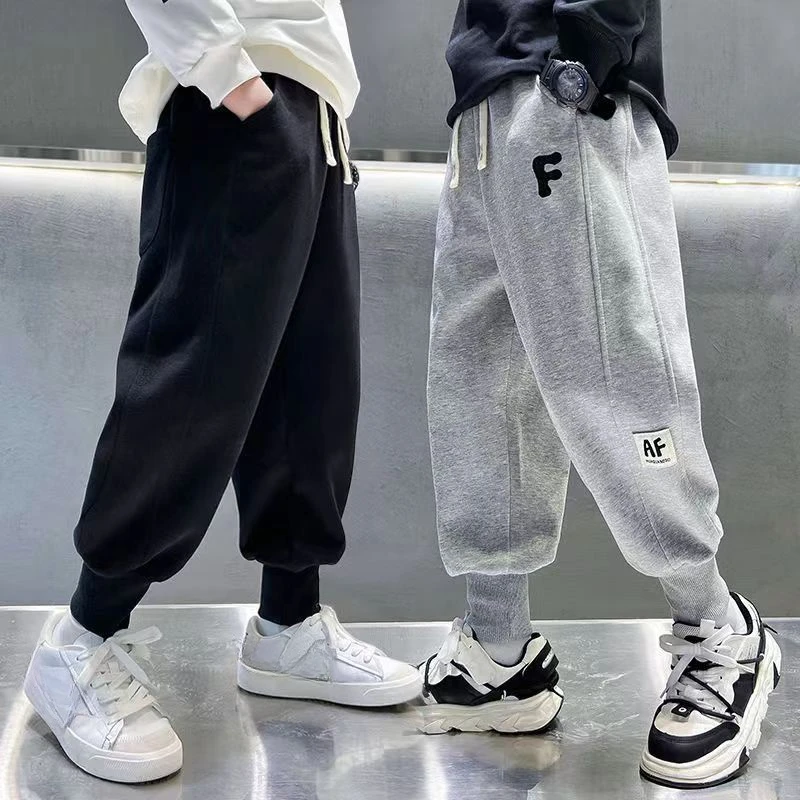 

Autumn Kids Thin Letter Sweatpant Boy Ankle Length Harem Pant 3+y Young Child Casual Clothes Spring Girls Elastic Waist Trousers