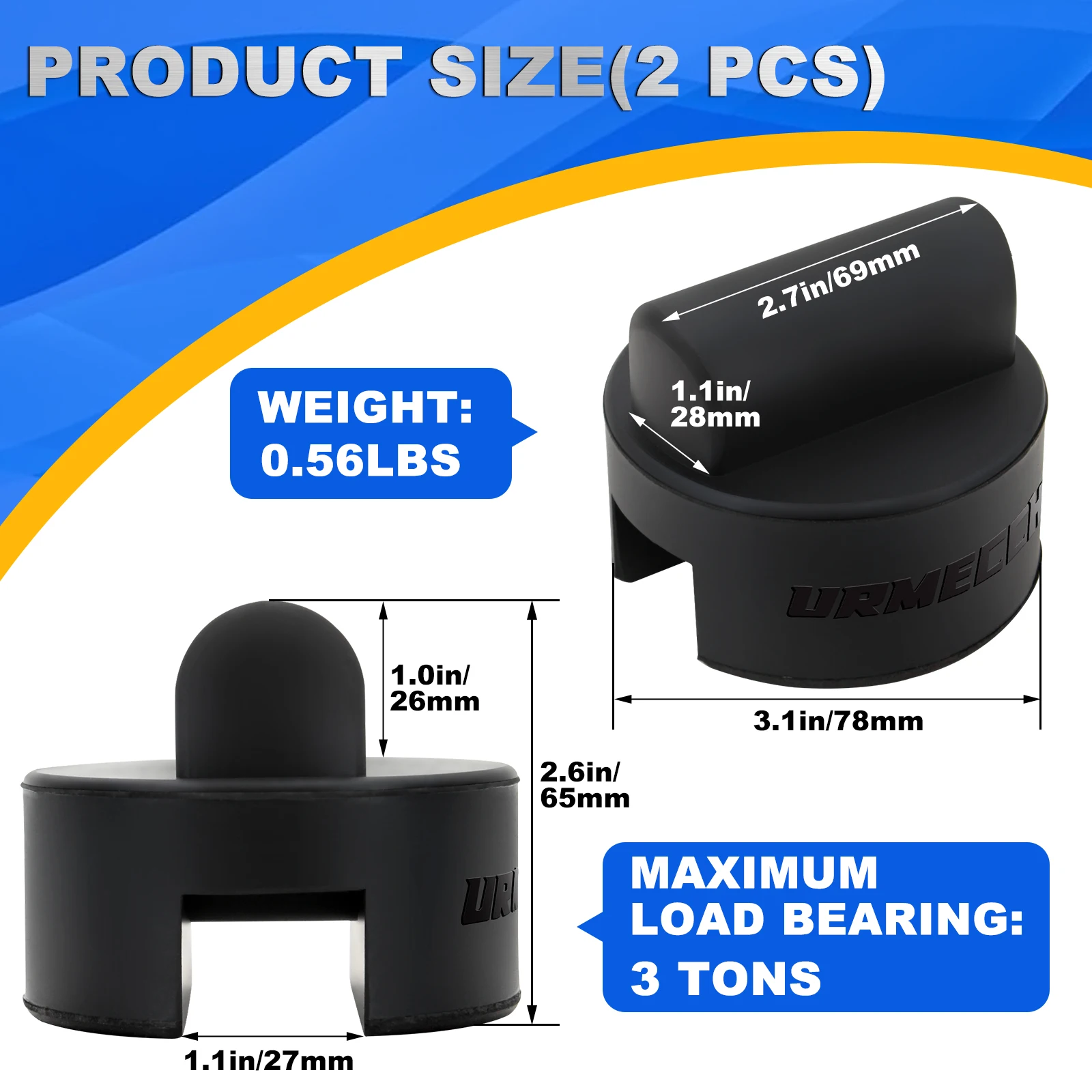URMECCH Car Axle Jack Stand Adapters For Audi A6 A7 R8 RS TT Rubber Jack Pad Lift Pucks Slotted Frame Rail Protector