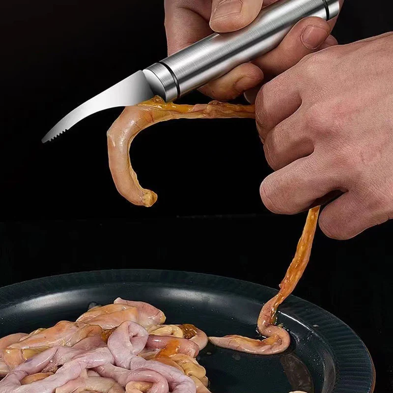 Fast Shrimp Sheller Fish Scales Peeler 6 In 1 Fish Double-headed Shrimp Line Cutter Stainless Steel Fish Cutting Cleaning Tool