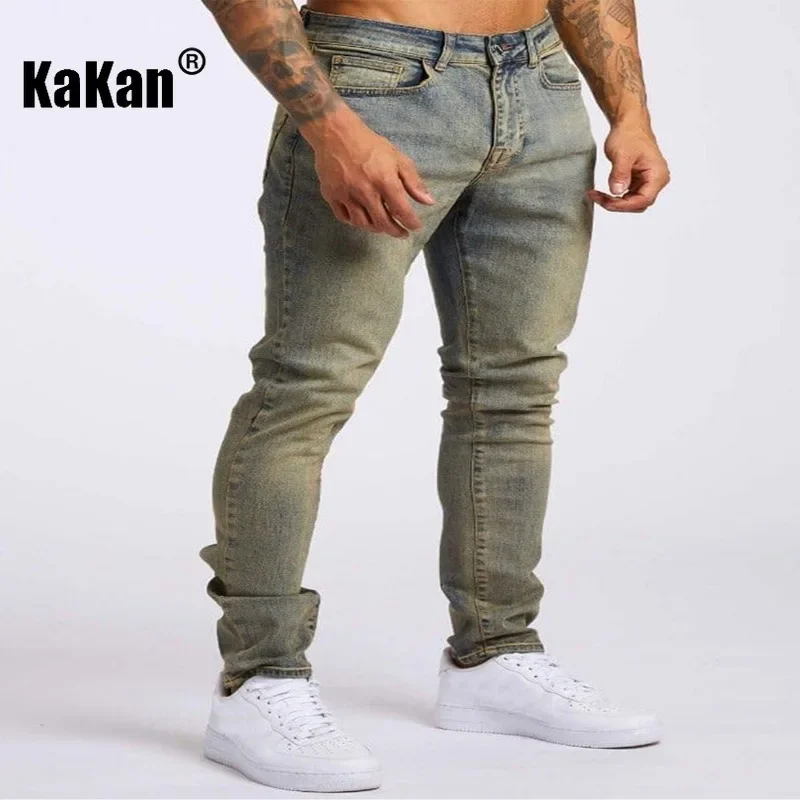 Kakan - European and American New Black Slim Fit Jeans for Men, Street High Waist Small Feet Long Jeans K16-MGD18