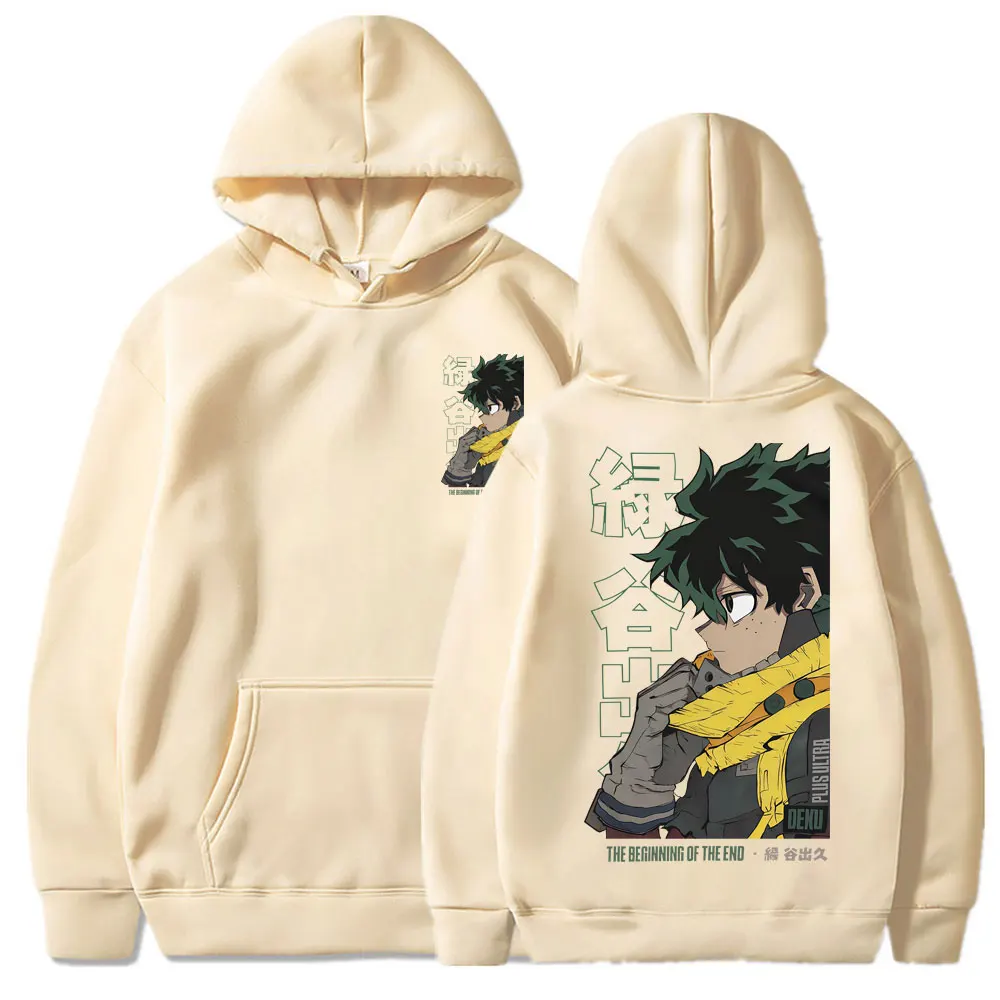 Japanischer Anime My Hero Academia Hoodie Deku Izuku Midoriya Vintage Sweatshirt für Männer und Frauen, lässig, übergroß, Fleece, langärmelig, für Herren