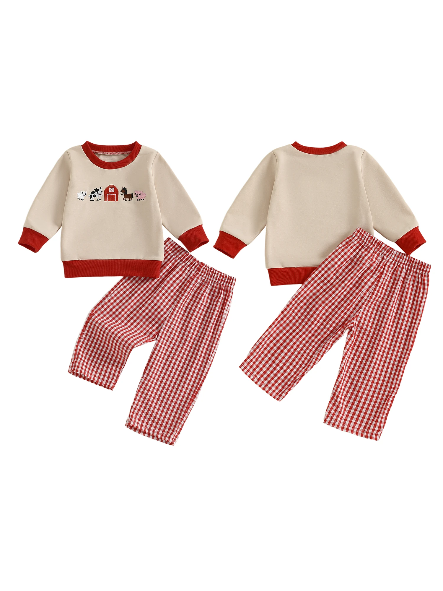 Boys Jungle Adventure two-piece outfit top and pants with animal embroidery