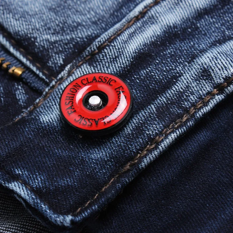Men's Elastic Denim Shorts Summer Cropped Pants Slim Fit Patchwork Straight Jeans Shorts Plus size42 44 Cowboy Male