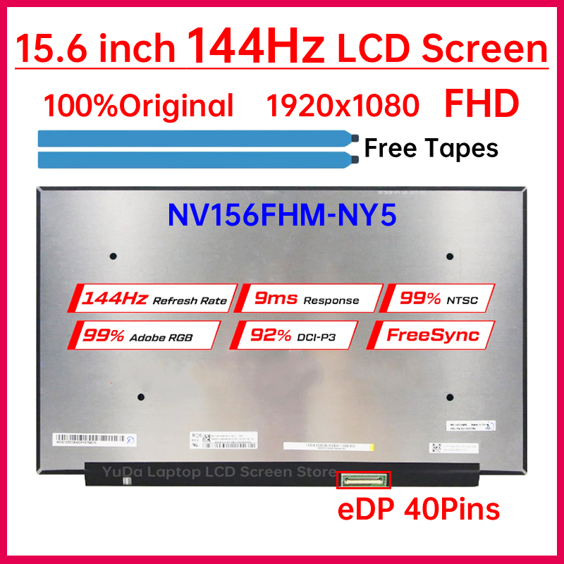 NV156FHM NY5 NV156FHM-NY5 10bit 500nits For Lenovo Legion 7-15IMH05 C7-15 ASUS FX506L Upgrade 144Hz Laptop LCD Screen eDP 40 Pin